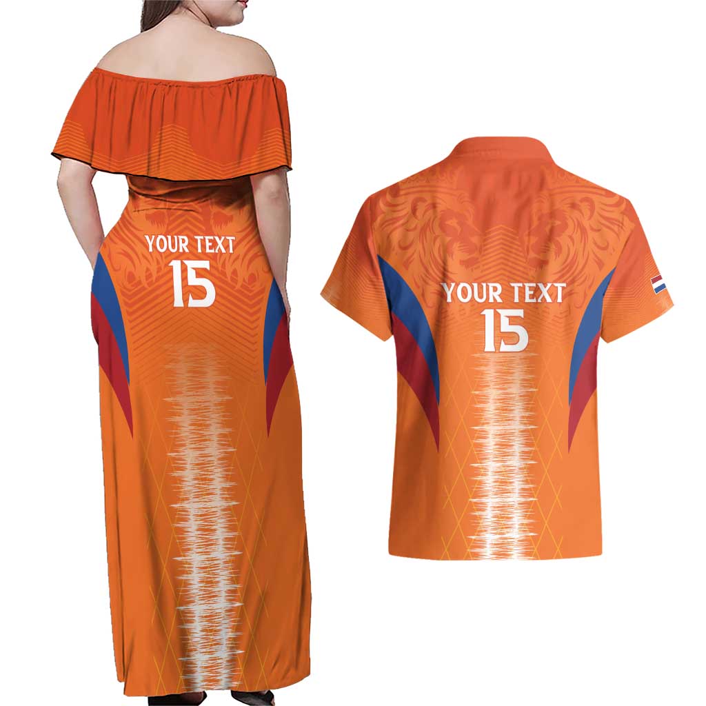 Custom Netherlands Football Couples Matching Off Shoulder Maxi Dress and Hawaiian Shirt Go Champions Oranje - Wonder Print Shop