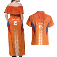 Custom Netherlands Football Couples Matching Off Shoulder Maxi Dress and Hawaiian Shirt Go Champions Oranje - Wonder Print Shop