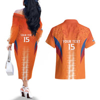 Custom Netherlands Football Couples Matching Off The Shoulder Long Sleeve Dress and Hawaiian Shirt Go Champions Oranje - Wonder Print Shop