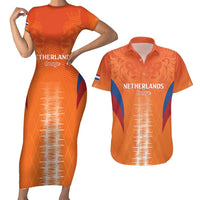Custom Netherlands Football Couples Matching Short Sleeve Bodycon Dress and Hawaiian Shirt Go Champions Oranje - Wonder Print Shop