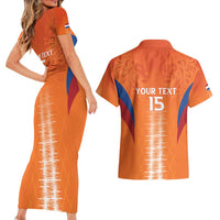 Custom Netherlands Football Couples Matching Short Sleeve Bodycon Dress and Hawaiian Shirt Go Champions Oranje - Wonder Print Shop