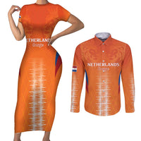 Custom Netherlands Football Couples Matching Short Sleeve Bodycon Dress and Long Sleeve Button Shirt Go Champions Oranje - Wonder Print Shop