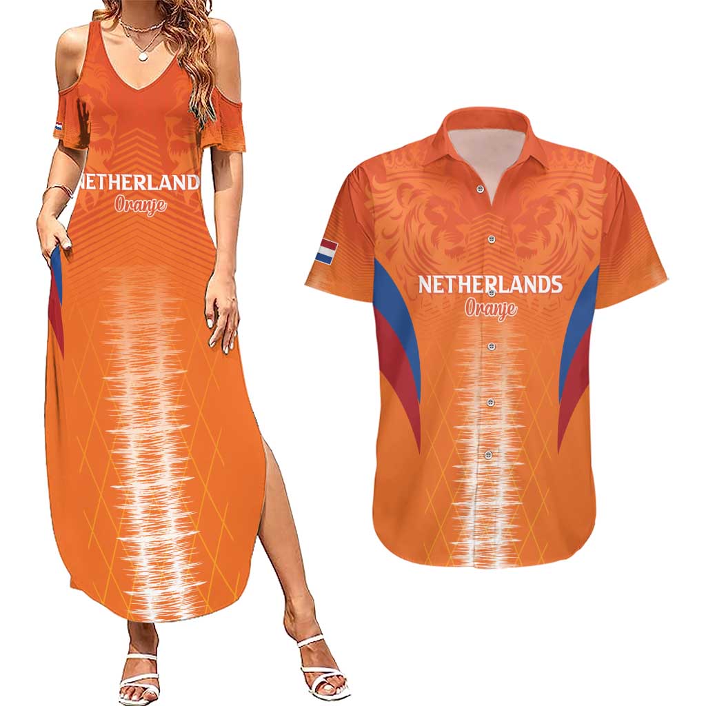 Custom Netherlands Football Couples Matching Summer Maxi Dress and Hawaiian Shirt Go Champions Oranje - Wonder Print Shop