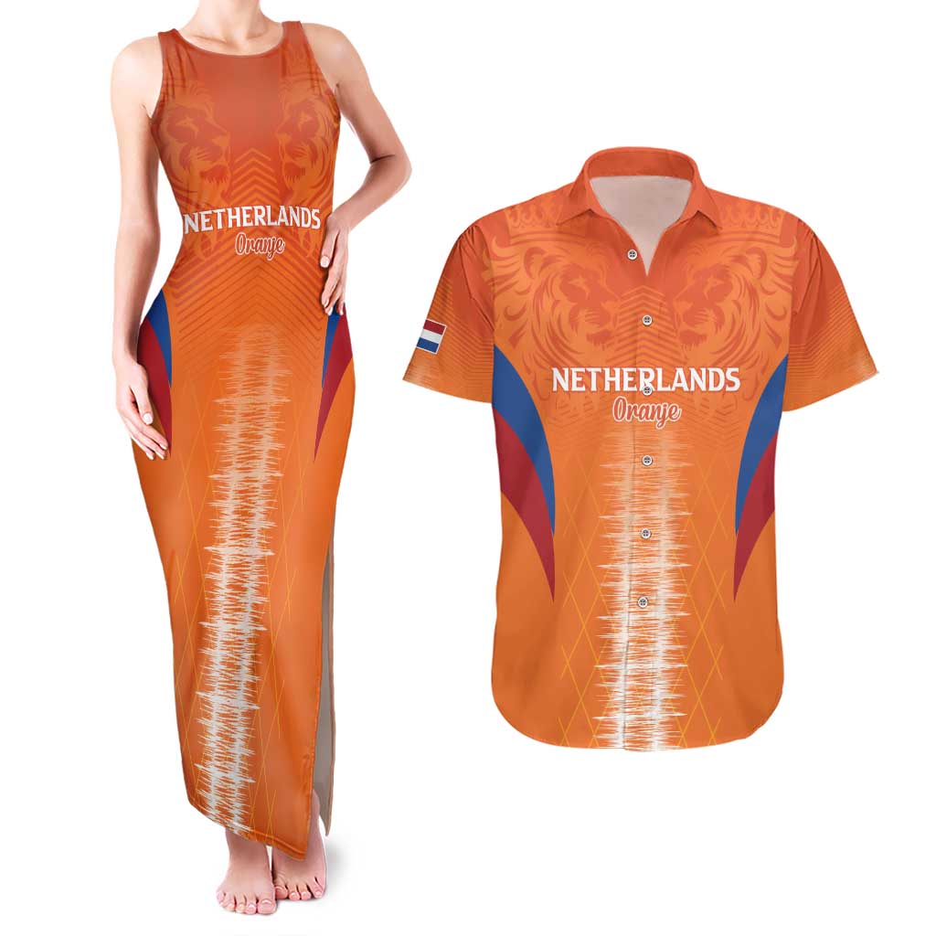 Custom Netherlands Football Couples Matching Tank Maxi Dress and Hawaiian Shirt Go Champions Oranje - Wonder Print Shop