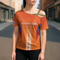 Custom Netherlands Football Cross Shoulder Shirt Go Champions Oranje - Wonder Print Shop