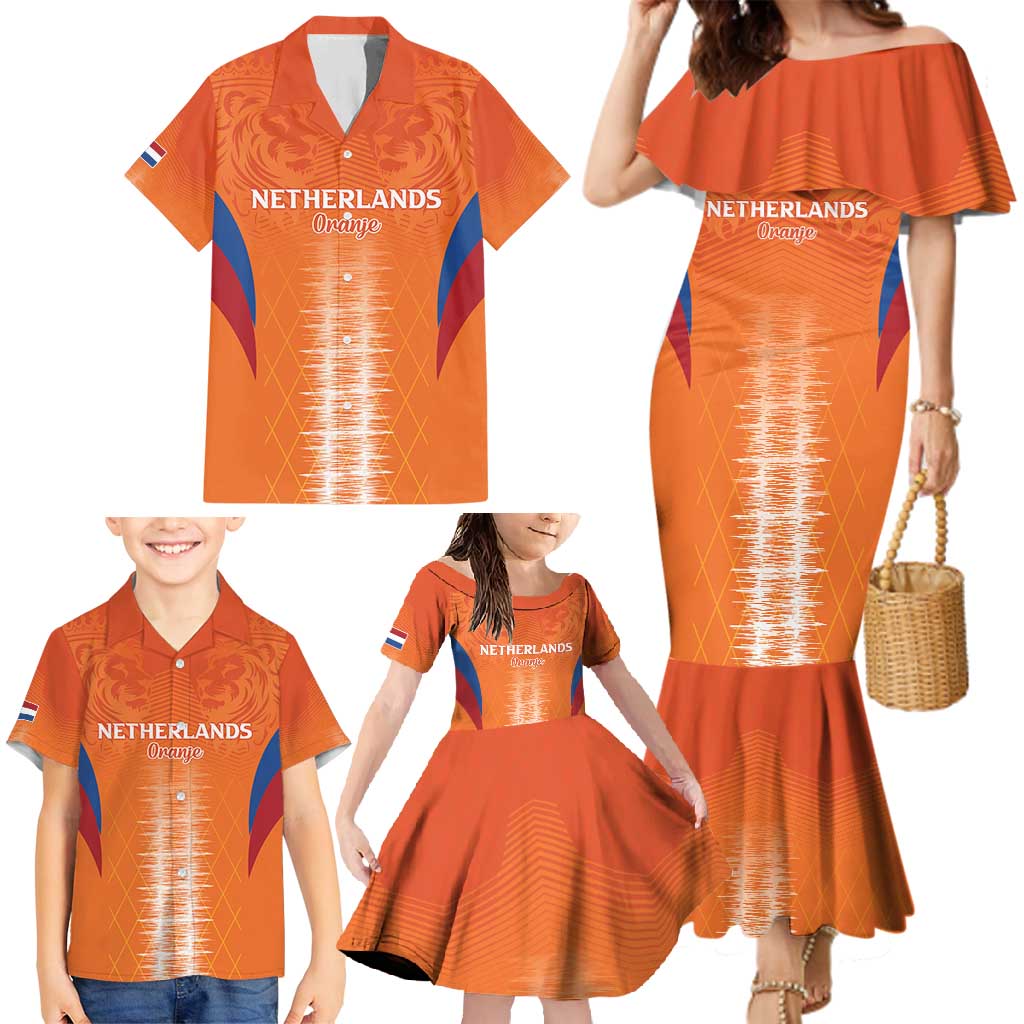 Custom Netherlands Football Family Matching Mermaid Dress and Hawaiian Shirt Go Champions Oranje - Wonder Print Shop