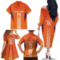 Custom Netherlands Football Family Matching Off The Shoulder Long Sleeve Dress and Hawaiian Shirt Go Champions Oranje - Wonder Print Shop