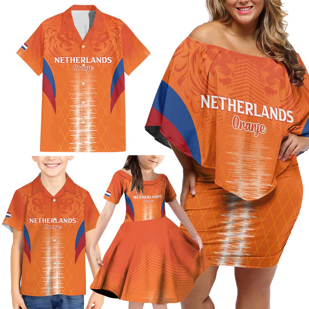 Custom Netherlands Football Family Matching Off Shoulder Short Dress and Hawaiian Shirt Go Champions Oranje - Wonder Print Shop