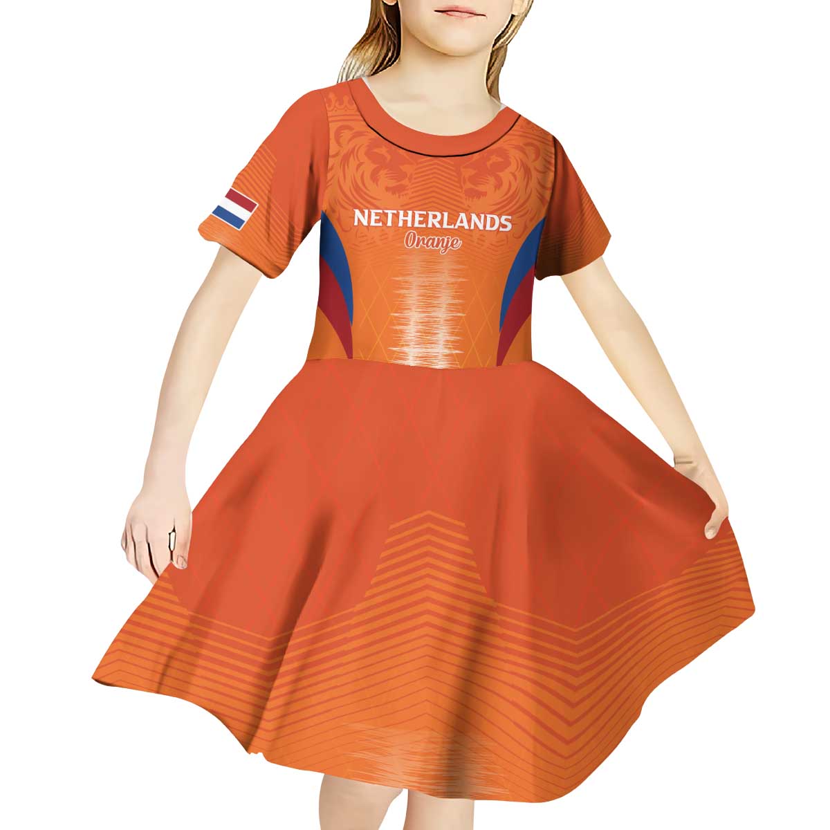 Custom Netherlands Football Kid Short Sleeve Dress Go Champions Oranje - Wonder Print Shop
