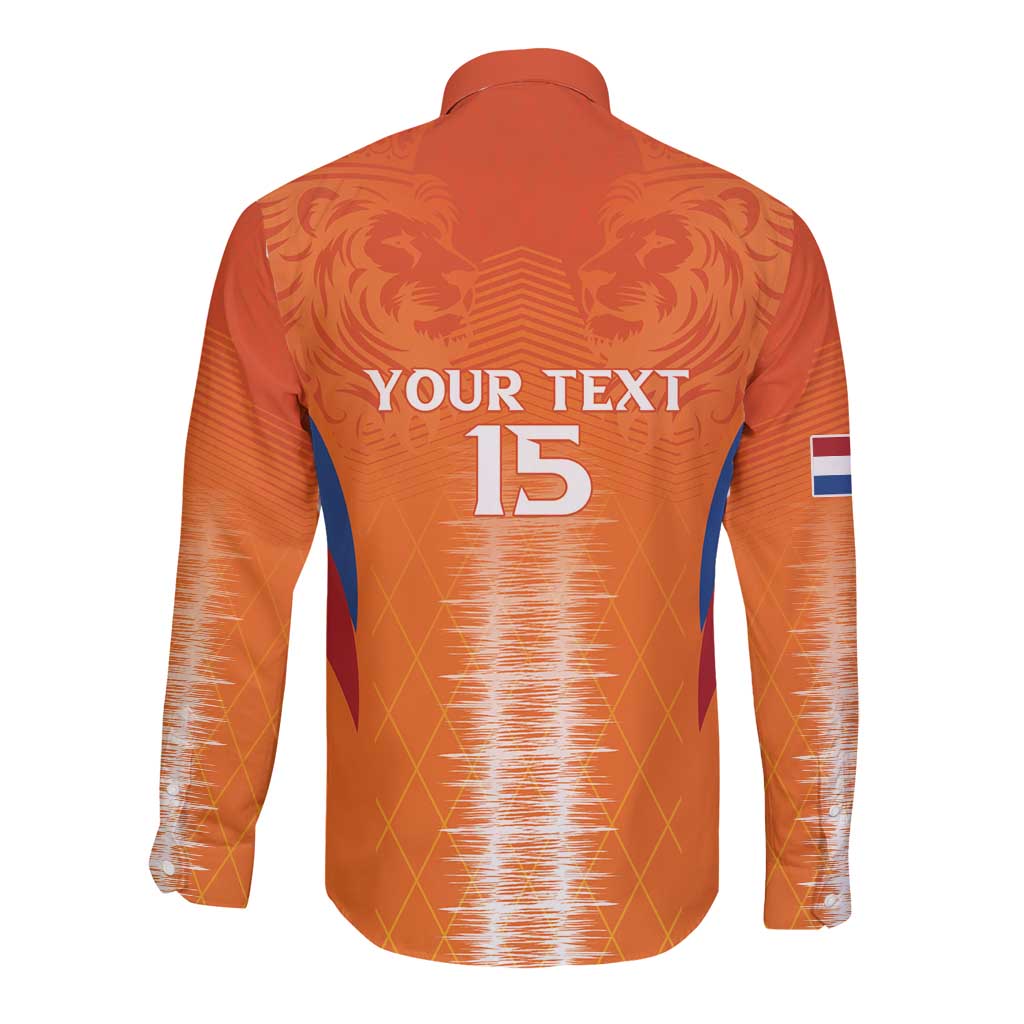 Custom Netherlands Football Long Sleeve Button Shirt Go Champions Oranje - Wonder Print Shop