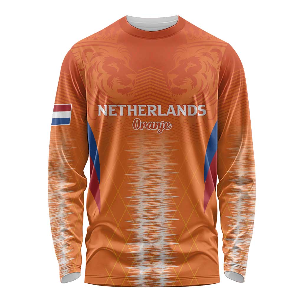 Custom Netherlands Football Long Sleeve Shirt Go Champions Oranje - Wonder Print Shop
