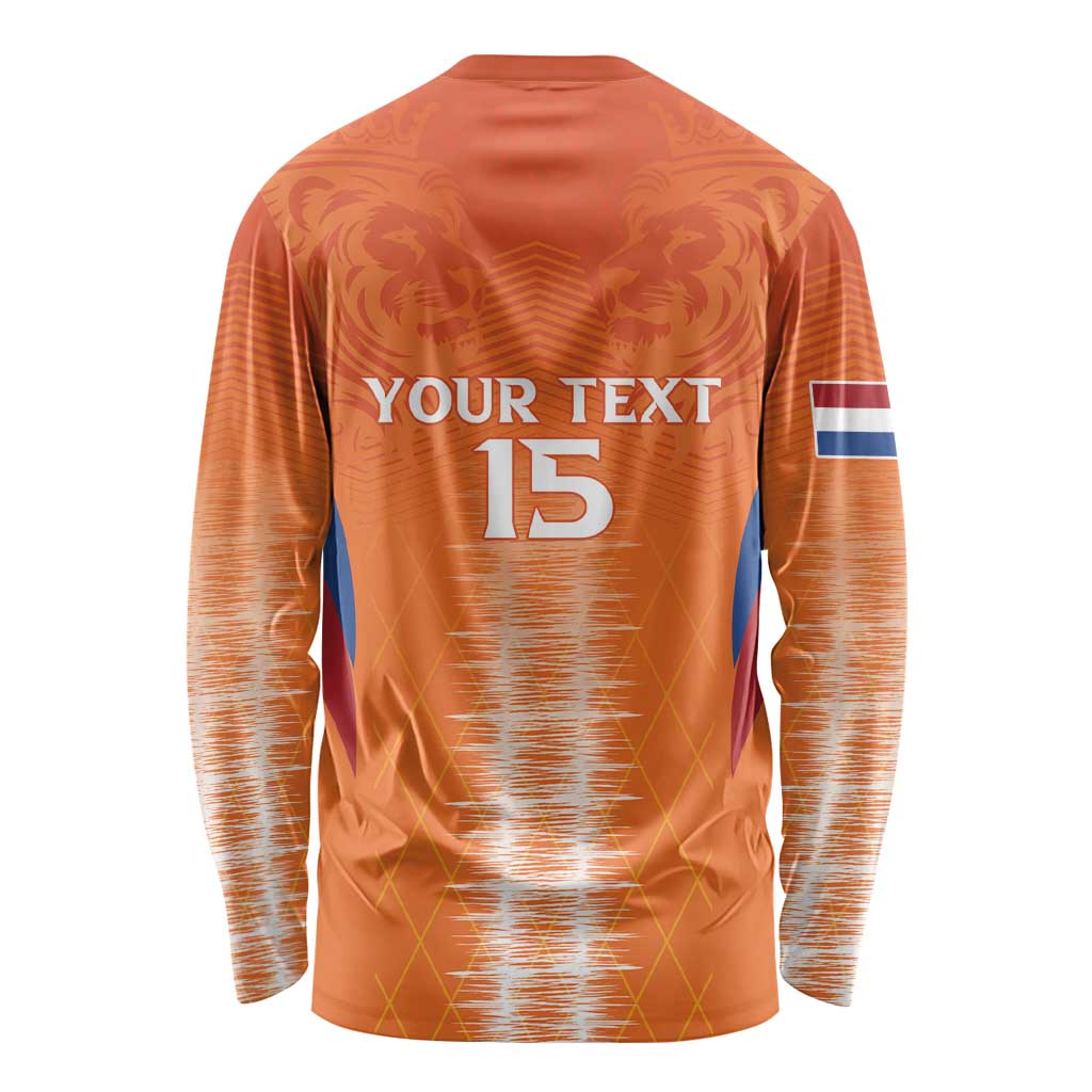 Custom Netherlands Football Long Sleeve Shirt Go Champions Oranje - Wonder Print Shop