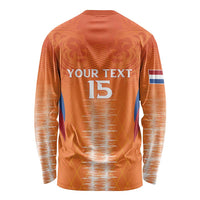 Custom Netherlands Football Long Sleeve Shirt Go Champions Oranje - Wonder Print Shop
