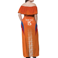 Custom Netherlands Football Off Shoulder Maxi Dress Go Champions Oranje - Wonder Print Shop