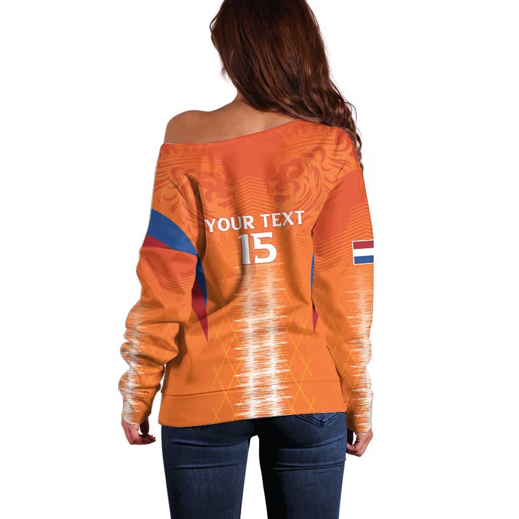 Custom Netherlands Football Off Shoulder Sweater Go Champions Oranje - Wonder Print Shop
