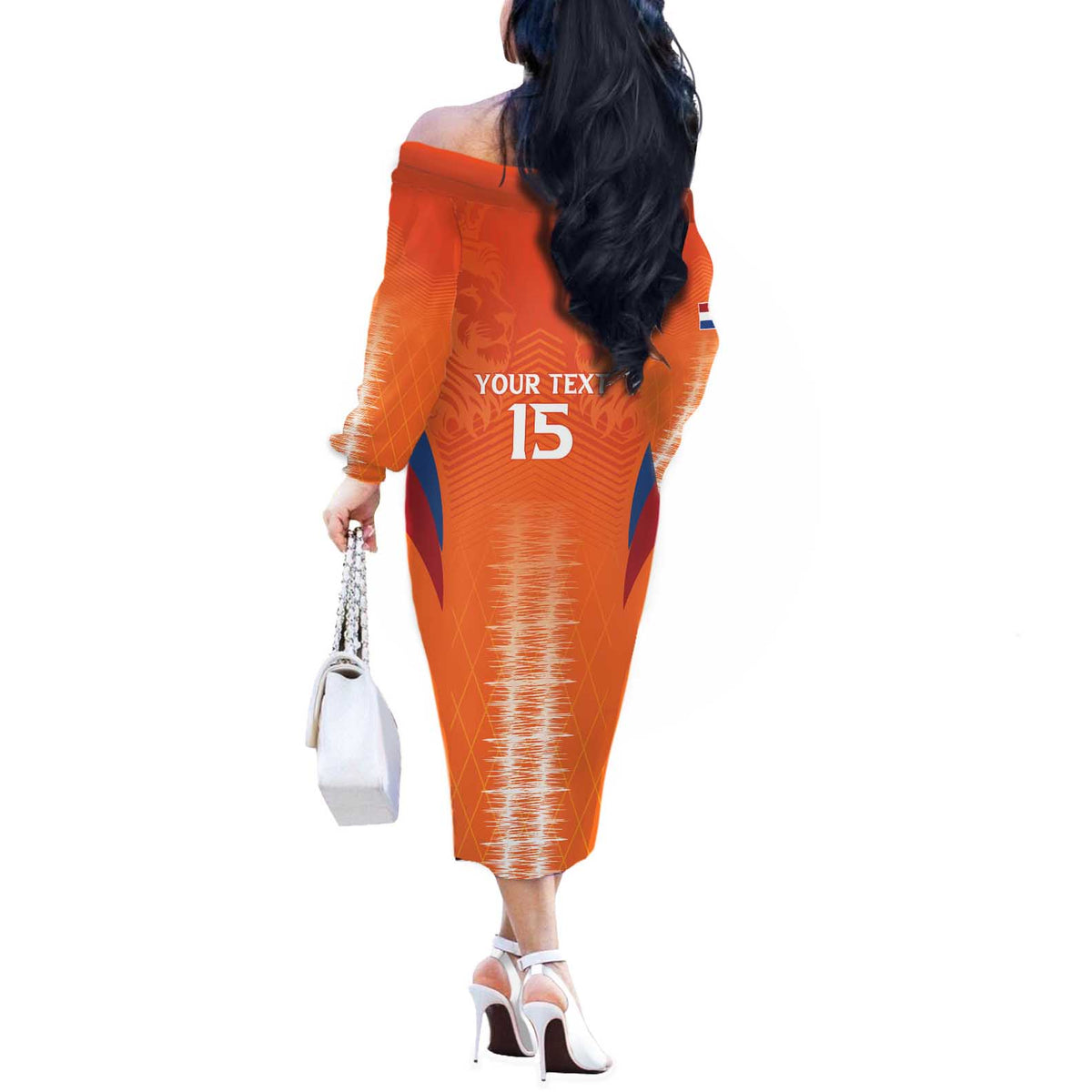 Custom Netherlands Football Off The Shoulder Long Sleeve Dress Go Champions Oranje - Wonder Print Shop