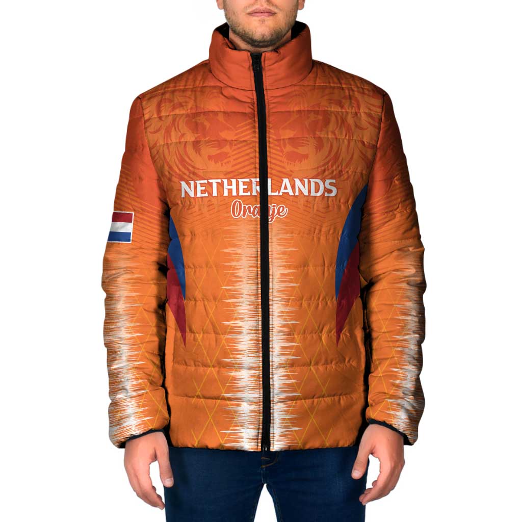 Custom Netherlands Football Padded Jacket Go Champions Oranje - Wonder Print Shop