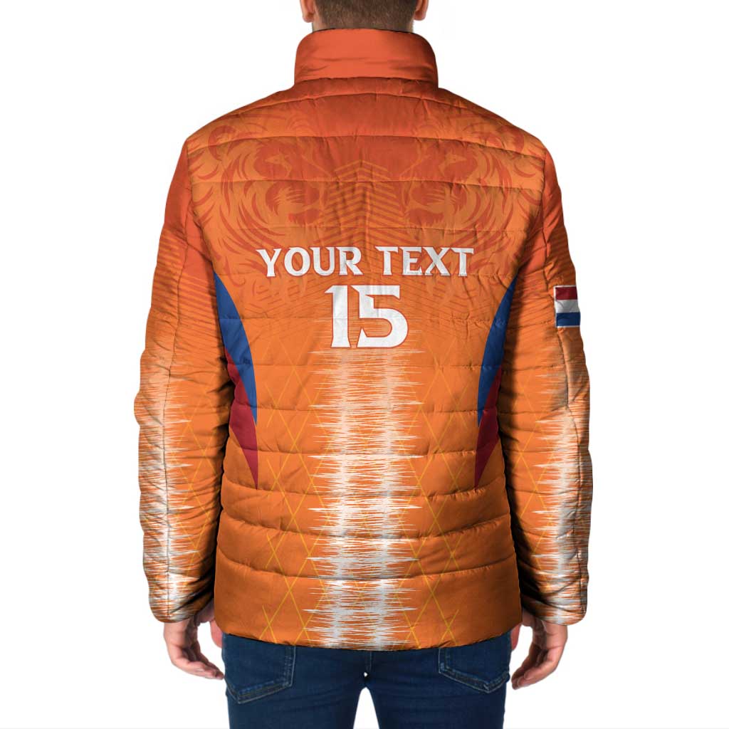 Custom Netherlands Football Padded Jacket Go Champions Oranje - Wonder Print Shop
