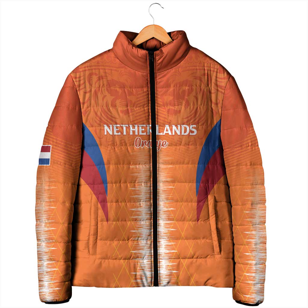 Custom Netherlands Football Padded Jacket Go Champions Oranje - Wonder Print Shop
