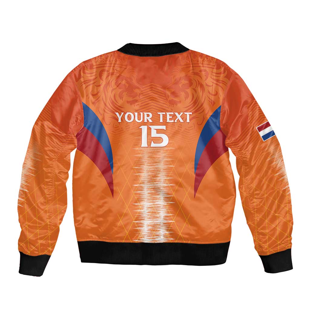 Custom Netherlands Football Sleeve Zip Bomber Jacket Go Champions Oranje - Wonder Print Shop