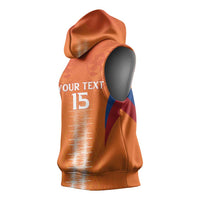 Custom Netherlands Football Sleeveless Hoodie Go Champions Oranje - Wonder Print Shop