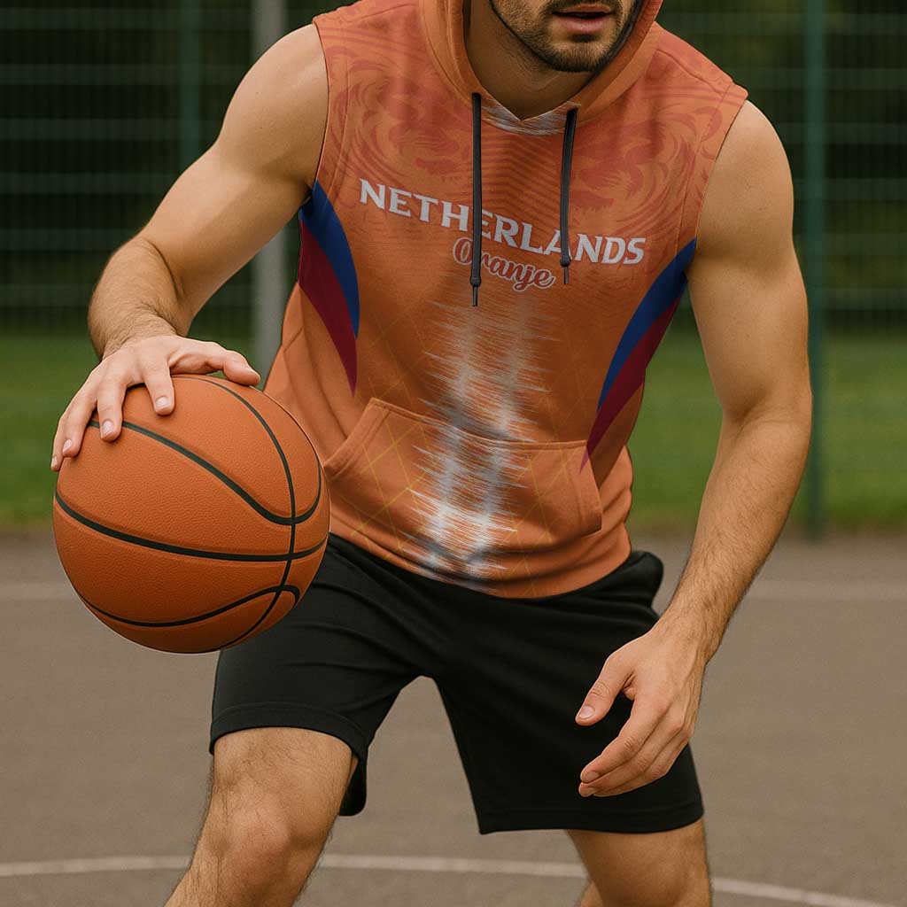 Custom Netherlands Football Sleeveless Hoodie Go Champions Oranje - Wonder Print Shop