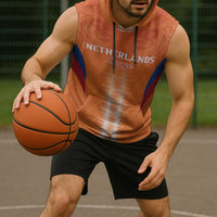 Custom Netherlands Football Sleeveless Hoodie Go Champions Oranje - Wonder Print Shop