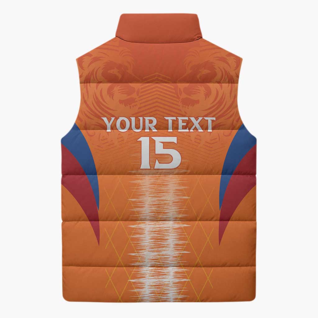 Custom Netherlands Football Sleeveless Puffer Jacket Go Champions Oranje - Wonder Print Shop