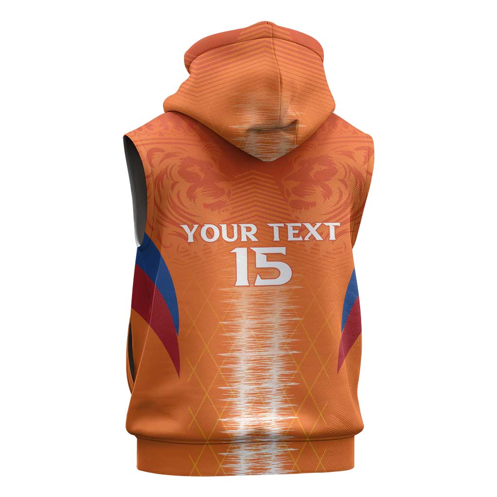 Custom Netherlands Football Sleeveless Zip Hoodie Go Champions Oranje - Wonder Print Shop