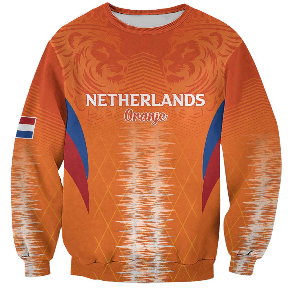 Custom Netherlands Football Sweatshirt Go Champions Oranje - Wonder Print Shop