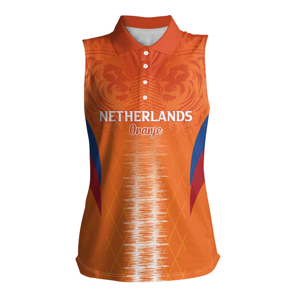 Custom Netherlands Football Women Sleeveless Polo Shirt Go Champions Oranje - Wonder Print Shop