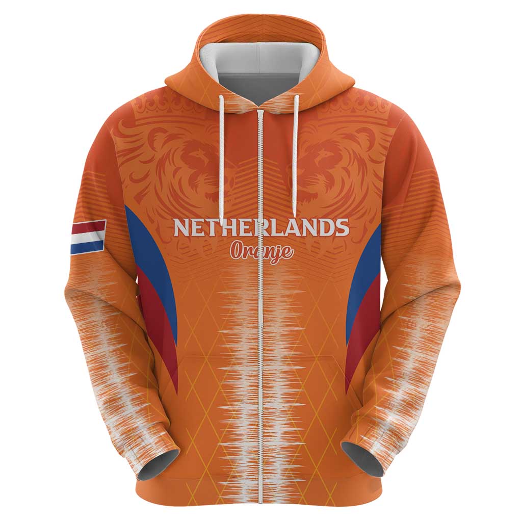 Custom Netherlands Football Zip Hoodie Go Champions Oranje - Wonder Print Shop