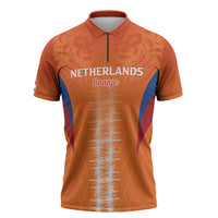 Custom Netherlands Football Zipper Polo Shirt Go Champions Oranje - Wonder Print Shop