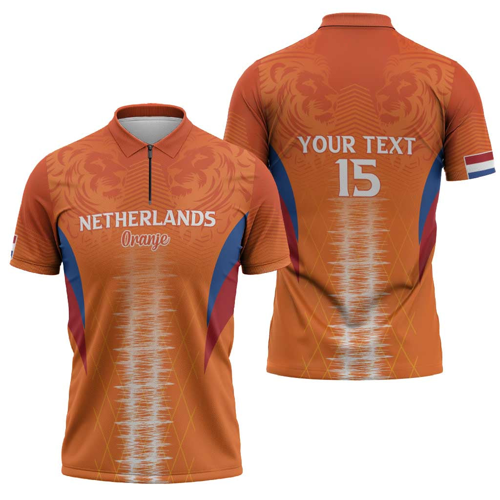 Custom Netherlands Football Zipper Polo Shirt Go Champions Oranje - Wonder Print Shop