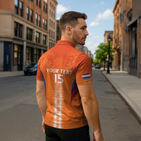 Custom Netherlands Football Zipper Polo Shirt Go Champions Oranje - Wonder Print Shop
