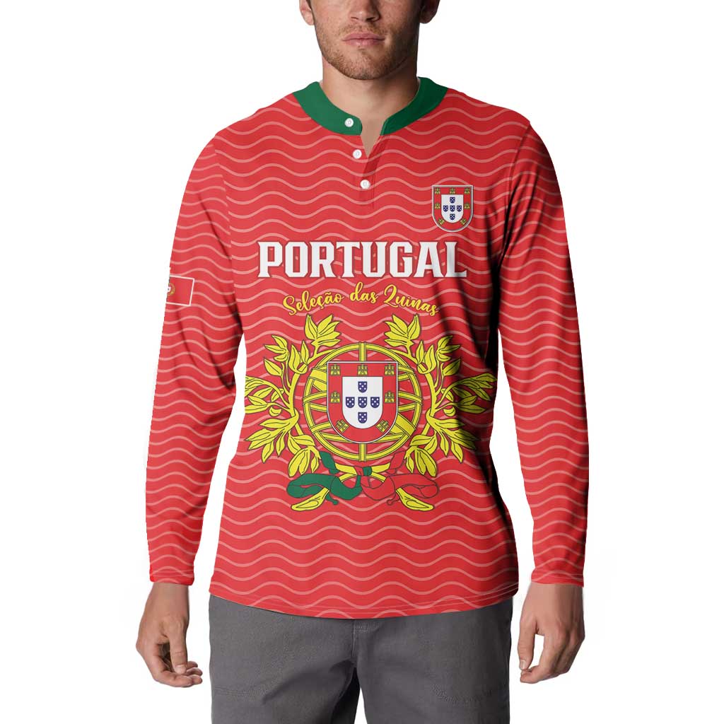 Custom Portugal Football 2026 Button Sweatshirt Team of the Quincunxes - Wonder Print Shop