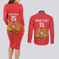 Custom Portugal Football 2026 Couples Matching Long Sleeve Bodycon Dress and Long Sleeve Button Shirt Team of the Quincunxes - Wonder Print Shop