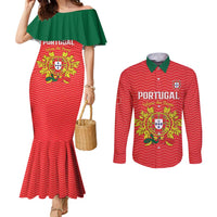Custom Portugal Football 2026 Couples Matching Mermaid Dress and Long Sleeve Button Shirt Team of the Quincunxes - Wonder Print Shop