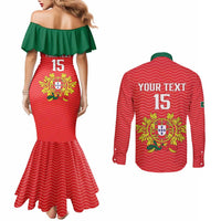 Custom Portugal Football 2026 Couples Matching Mermaid Dress and Long Sleeve Button Shirt Team of the Quincunxes - Wonder Print Shop