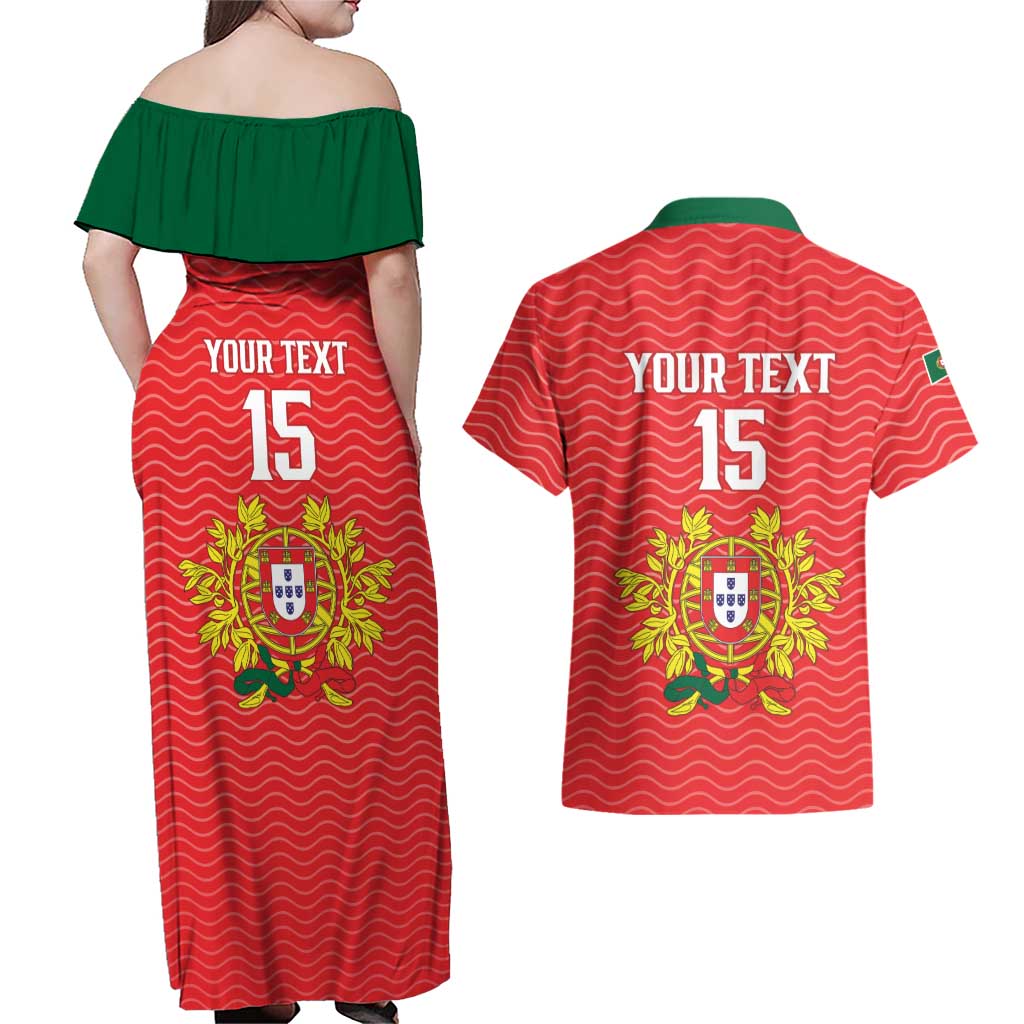 Custom Portugal Football 2026 Couples Matching Off Shoulder Maxi Dress and Hawaiian Shirt Team of the Quincunxes - Wonder Print Shop