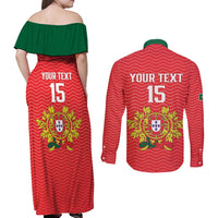 Custom Portugal Football 2026 Couples Matching Off Shoulder Maxi Dress and Long Sleeve Button Shirt Team of the Quincunxes - Wonder Print Shop