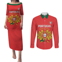 Custom Portugal Football 2026 Couples Matching Puletasi and Long Sleeve Button Shirt Team of the Quincunxes - Wonder Print Shop