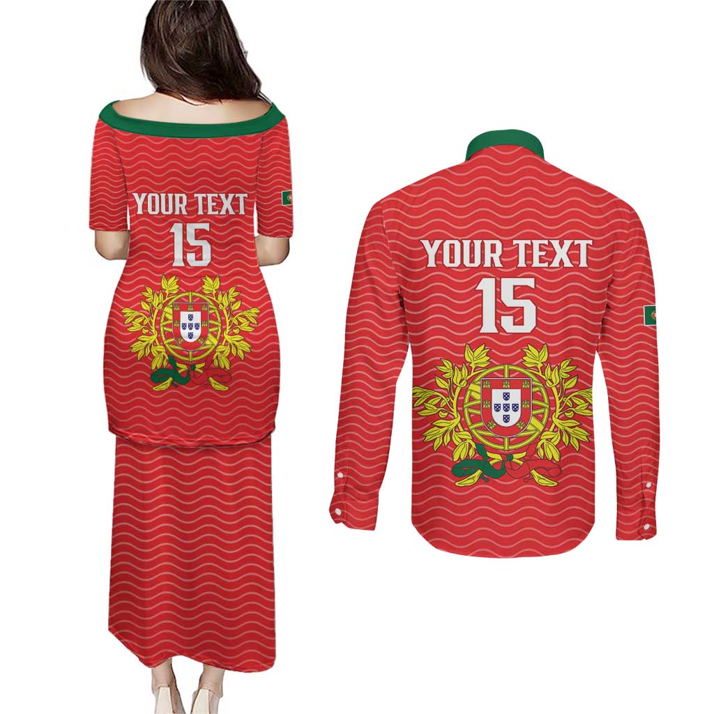 Custom Portugal Football 2026 Couples Matching Puletasi and Long Sleeve Button Shirt Team of the Quincunxes - Wonder Print Shop