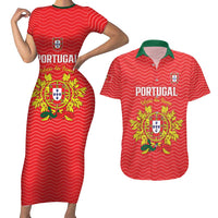 Custom Portugal Football 2026 Couples Matching Short Sleeve Bodycon Dress and Hawaiian Shirt Team of the Quincunxes - Wonder Print Shop