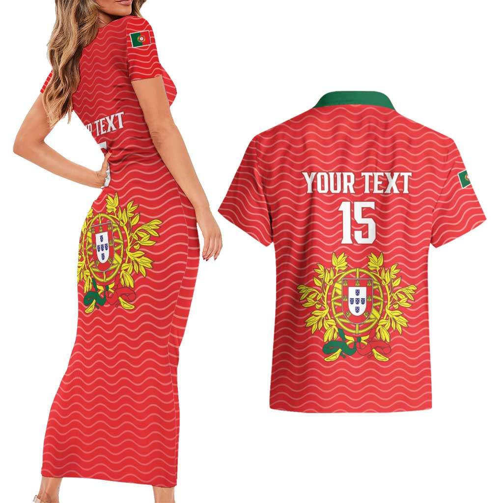 Custom Portugal Football 2026 Couples Matching Short Sleeve Bodycon Dress and Hawaiian Shirt Team of the Quincunxes - Wonder Print Shop