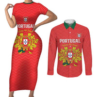 Custom Portugal Football 2026 Couples Matching Short Sleeve Bodycon Dress and Long Sleeve Button Shirt Team of the Quincunxes - Wonder Print Shop