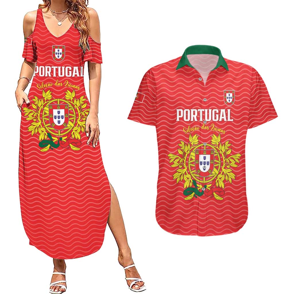 Custom Portugal Football 2026 Couples Matching Summer Maxi Dress and Hawaiian Shirt Team of the Quincunxes - Wonder Print Shop