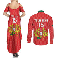 Custom Portugal Football 2026 Couples Matching Summer Maxi Dress and Long Sleeve Button Shirt Team of the Quincunxes - Wonder Print Shop