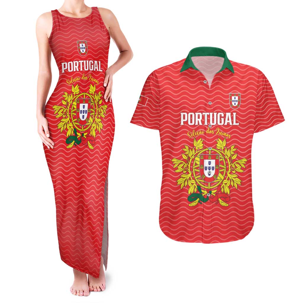 Custom Portugal Football 2026 Couples Matching Tank Maxi Dress and Hawaiian Shirt Team of the Quincunxes - Wonder Print Shop