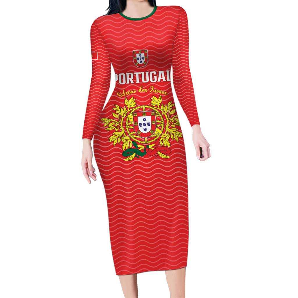 Custom Portugal Football 2026 Family Matching Long Sleeve Bodycon Dress and Hawaiian Shirt Team of the Quincunxes - Wonder Print Shop
